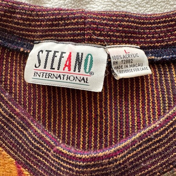 Vintage Stefano Int Patchwork Sweater SZ Large Cottagecore Boho Artsy Hippie - Picture 8 of 8